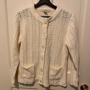 Vintage Jenny Acrylic Knit Cream Cardigan PETITE LARGE
